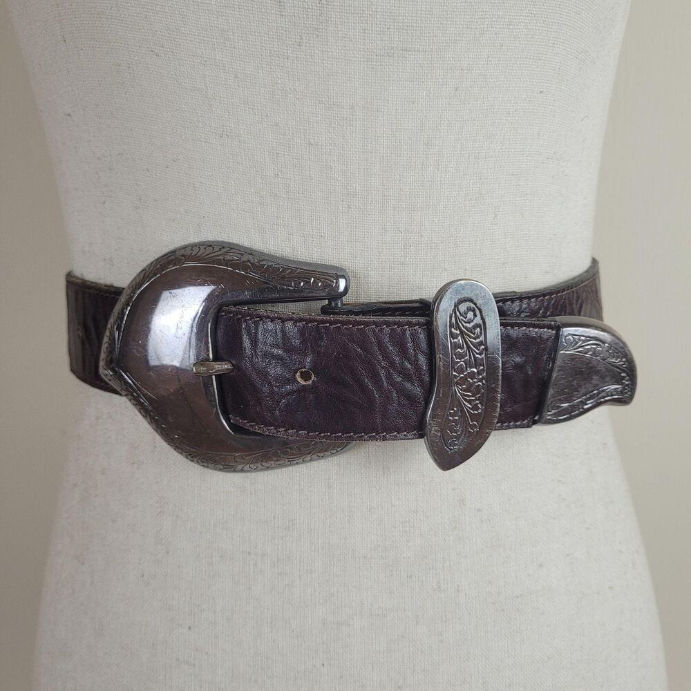 Streets Ahead Belt Med Brown Leather Western Rustic Cowgirl Boho Engraved Rodeo